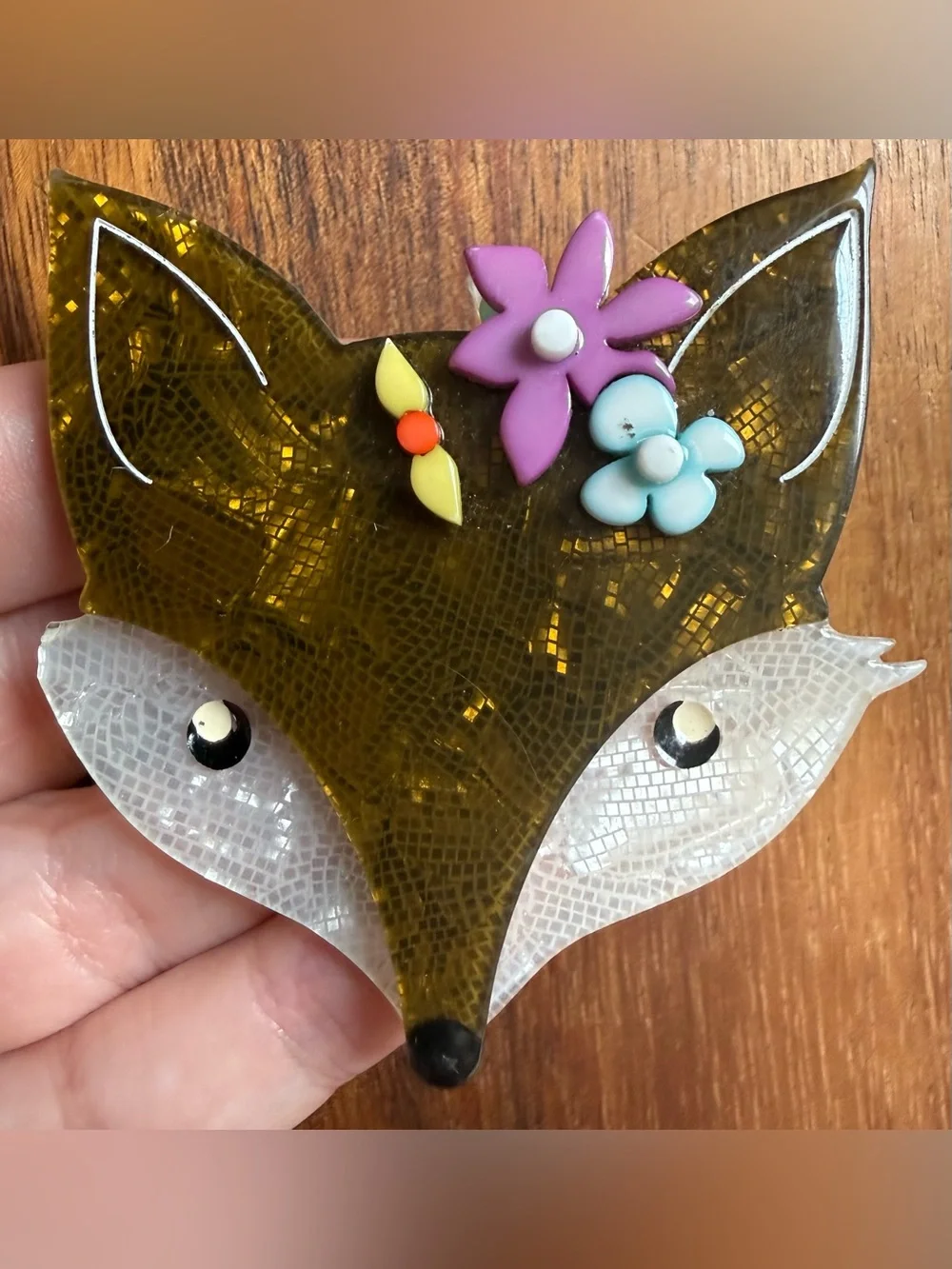 READ Rare Erstwilder Flora Fox Face Brooch 2015 Carmen Hui Release